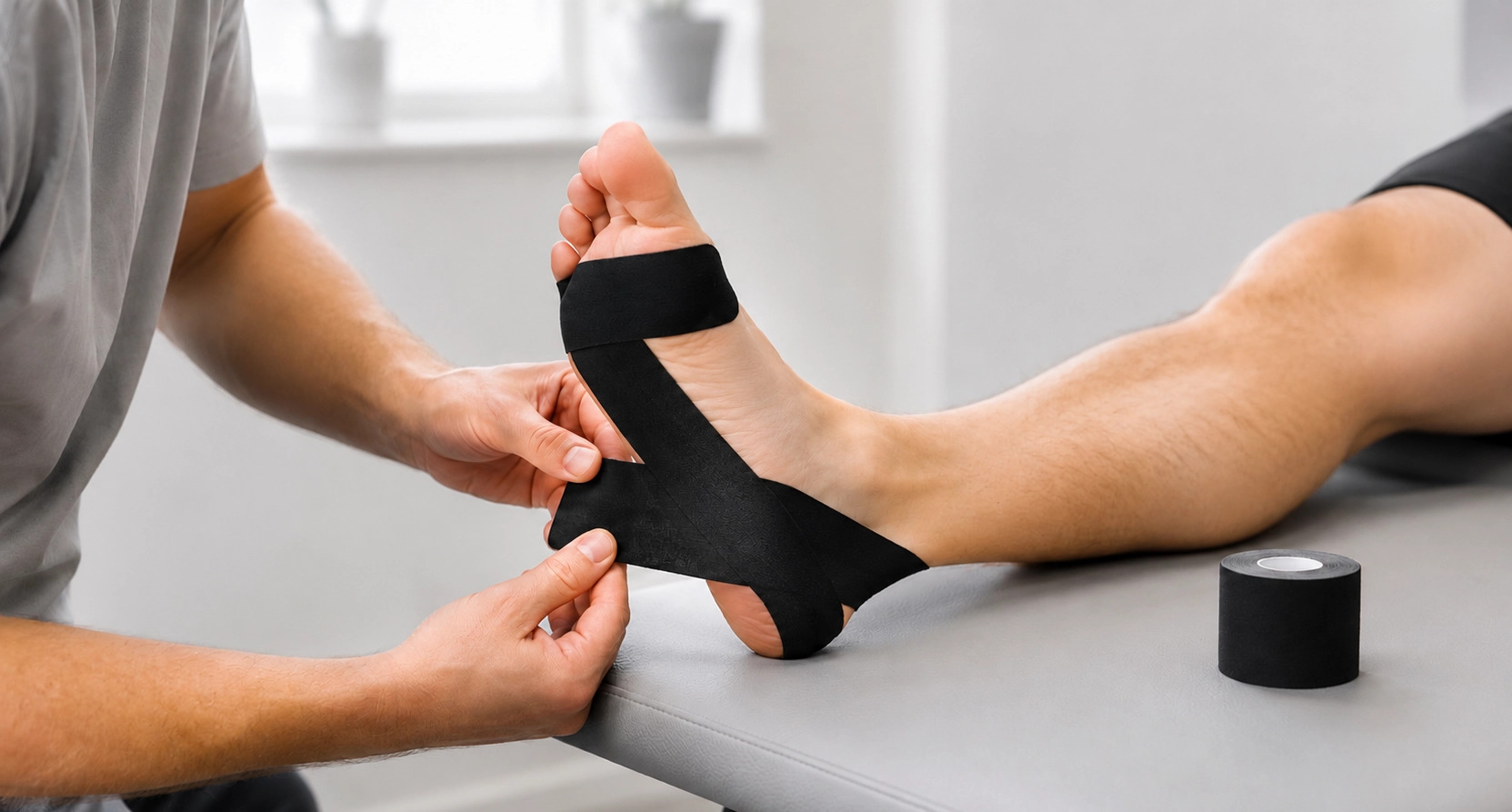 heel spurs plantar fasciitis treating tape physiotherapy